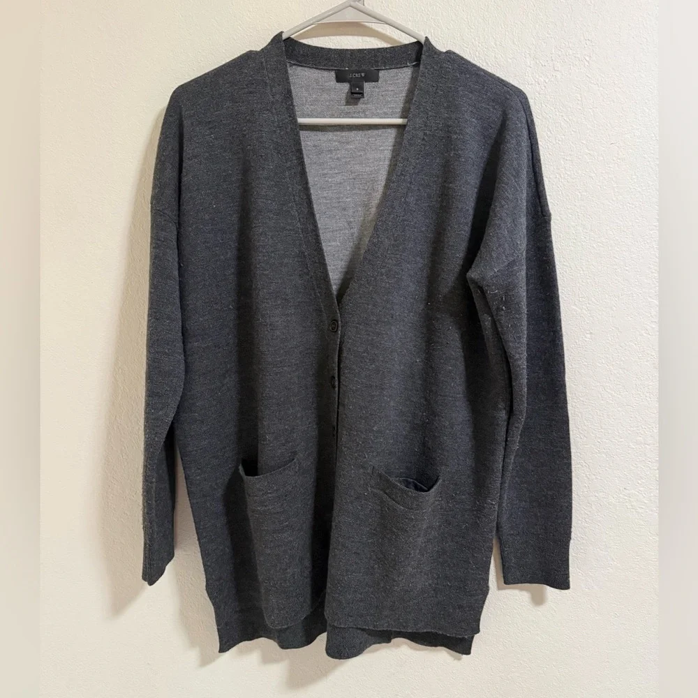 J.Crew Gray Merino Wool Blend Pocket Cardigan – Size S
